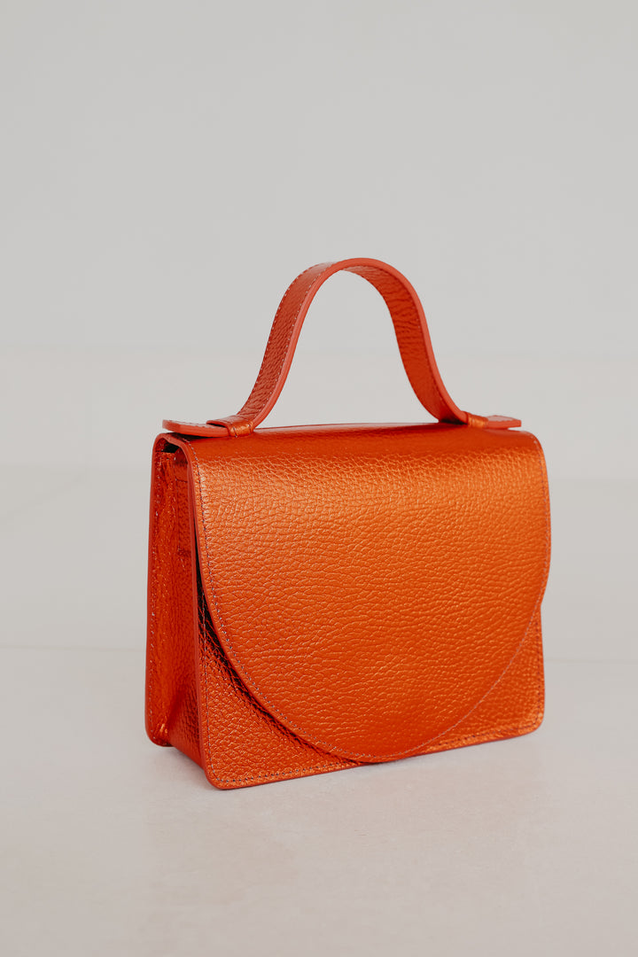 Micro Briefcase | Naranja Shimmer Structured