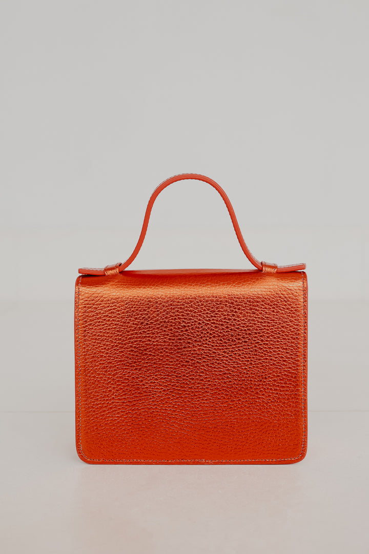 Micro Briefcase | Naranja Shimmer Structured