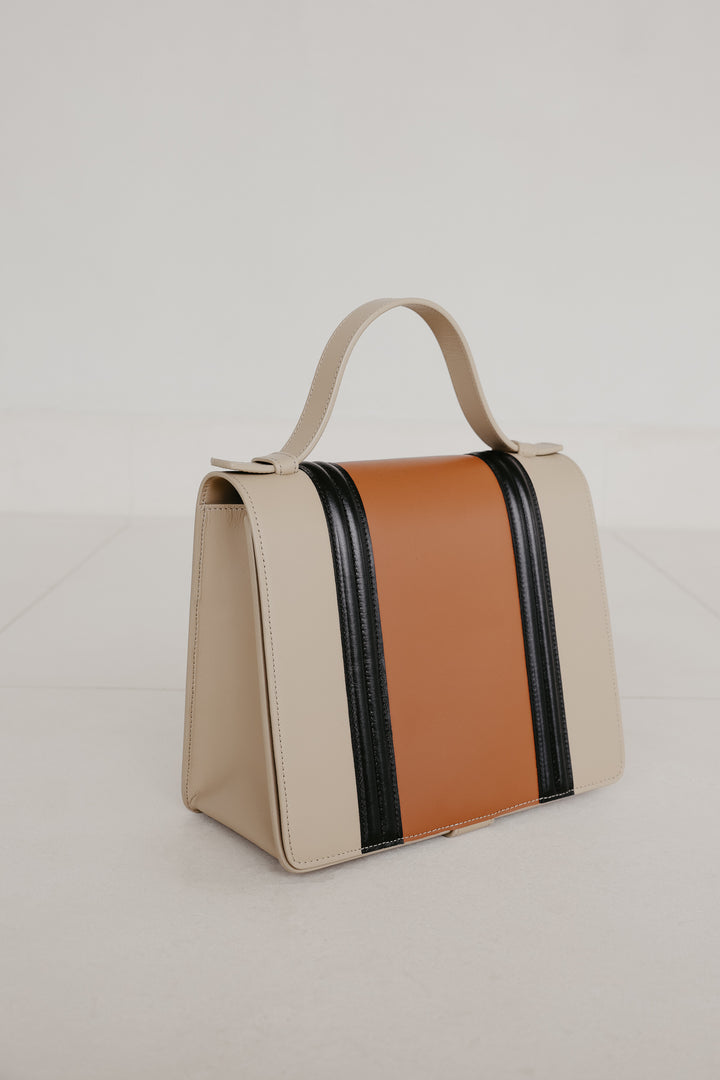 Mini Briefcase Doublé | Beige - Cognac - Black