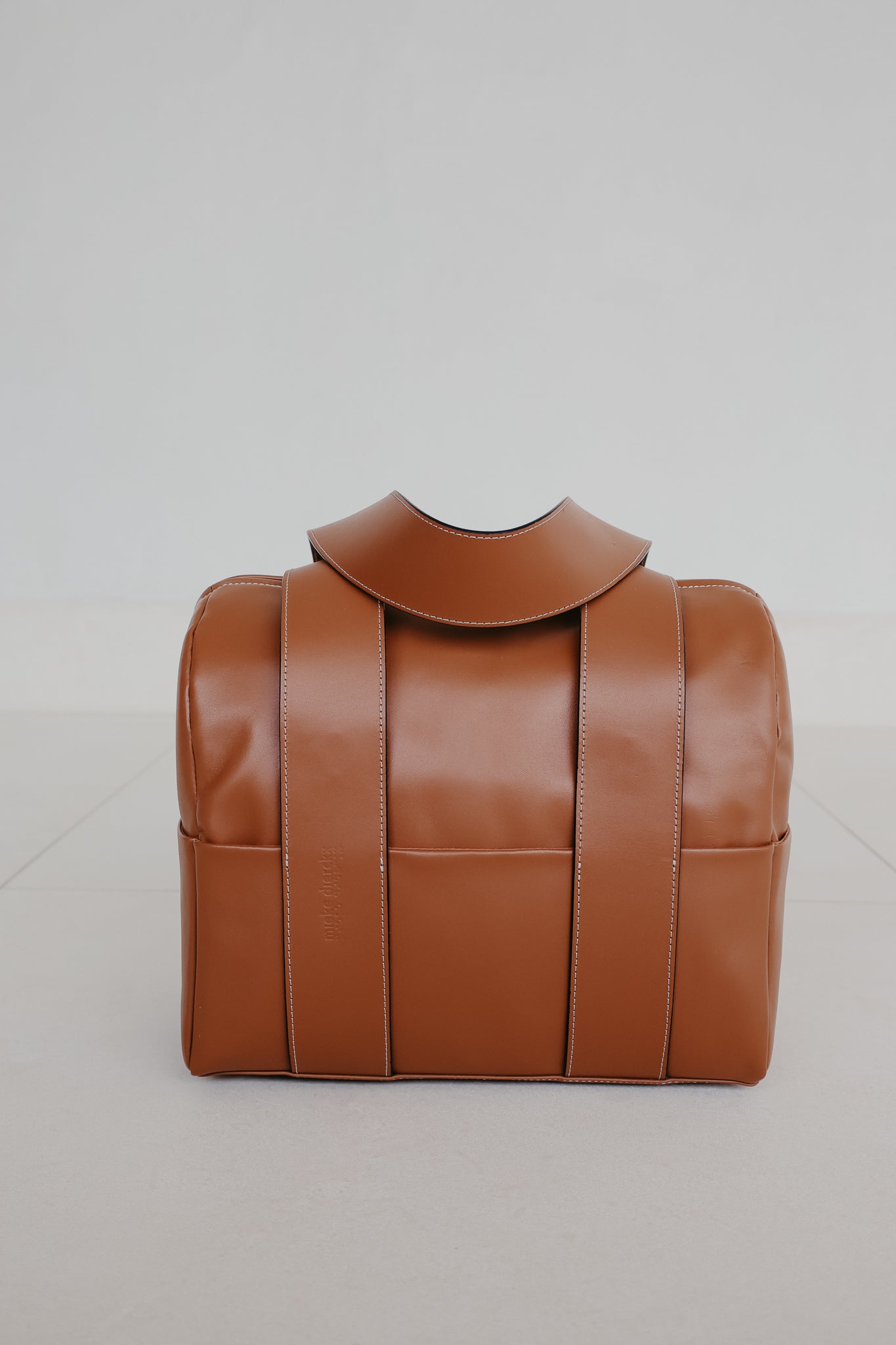 Mini Bowling Bag | Stitched Tricolor Cognac