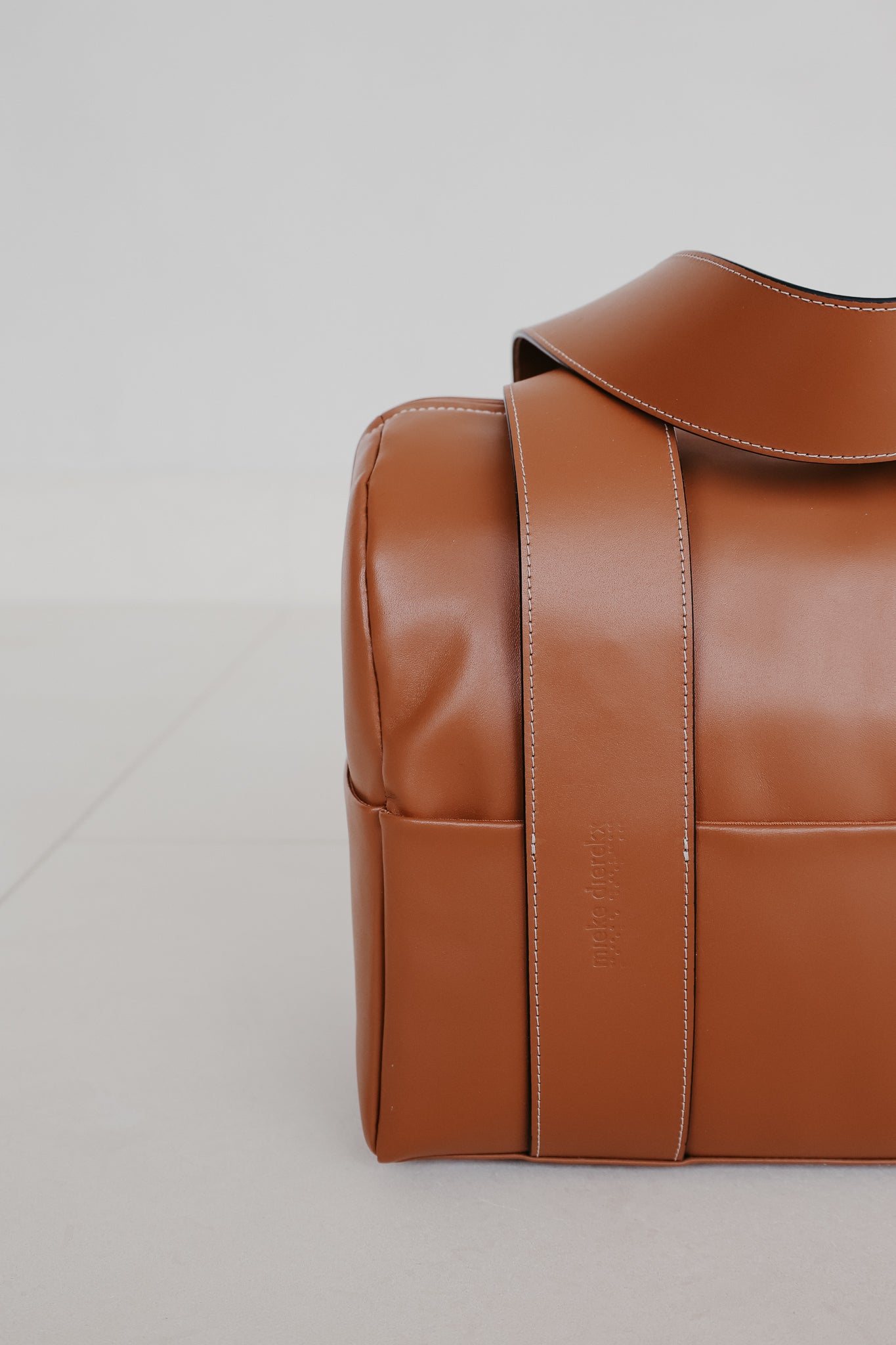 Mini Bowling Bag | Stitched Tricolor Cognac