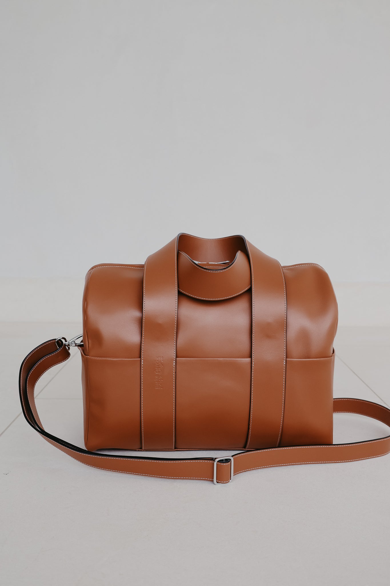 Bowling Bag XL | Stitched Tricolor Cognac