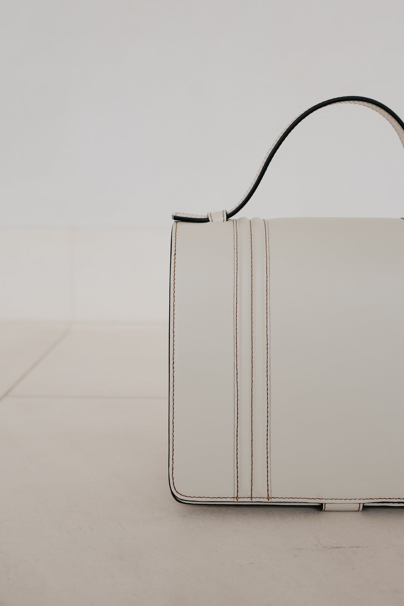 Mini Briefcase Doublé | Stitched Tricolor White