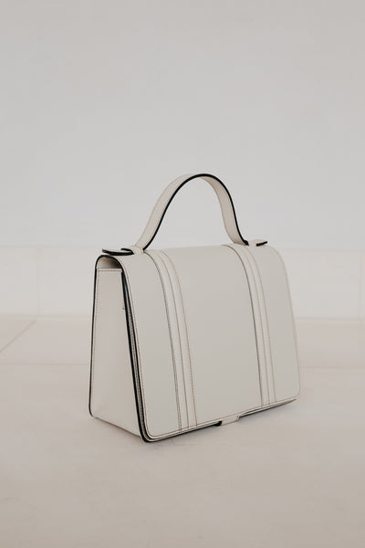 Mini Briefcase Doublé | Stitched Tricolor White