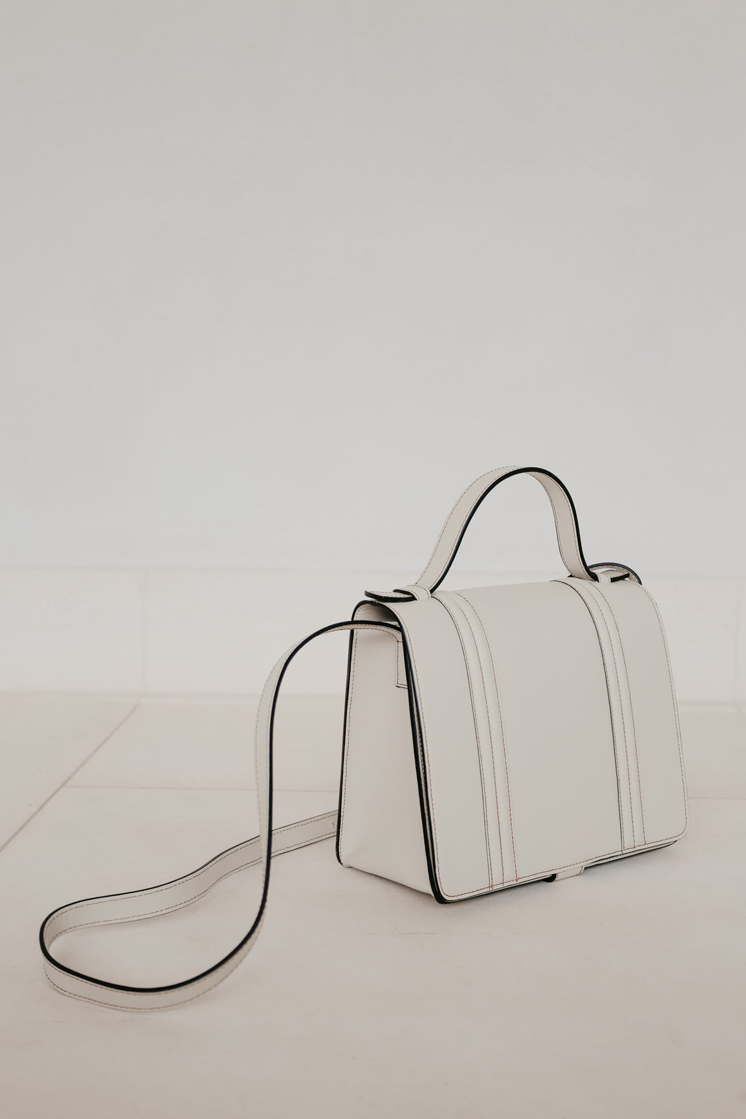 Mini Briefcase Doublé | Stitched Tricolor White