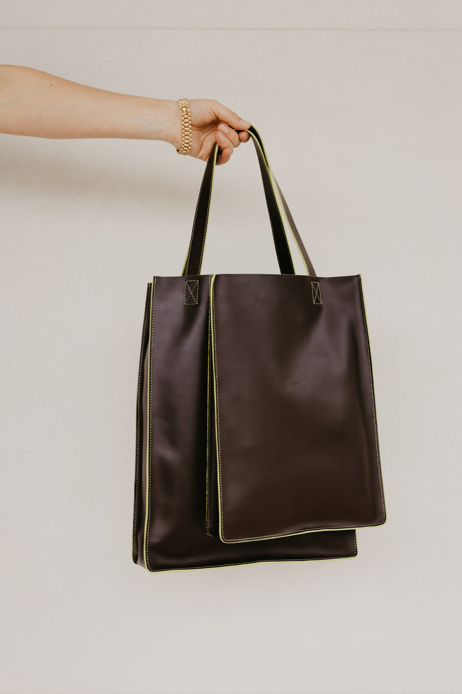 Double Shopper | Stitched Ebony / Lime