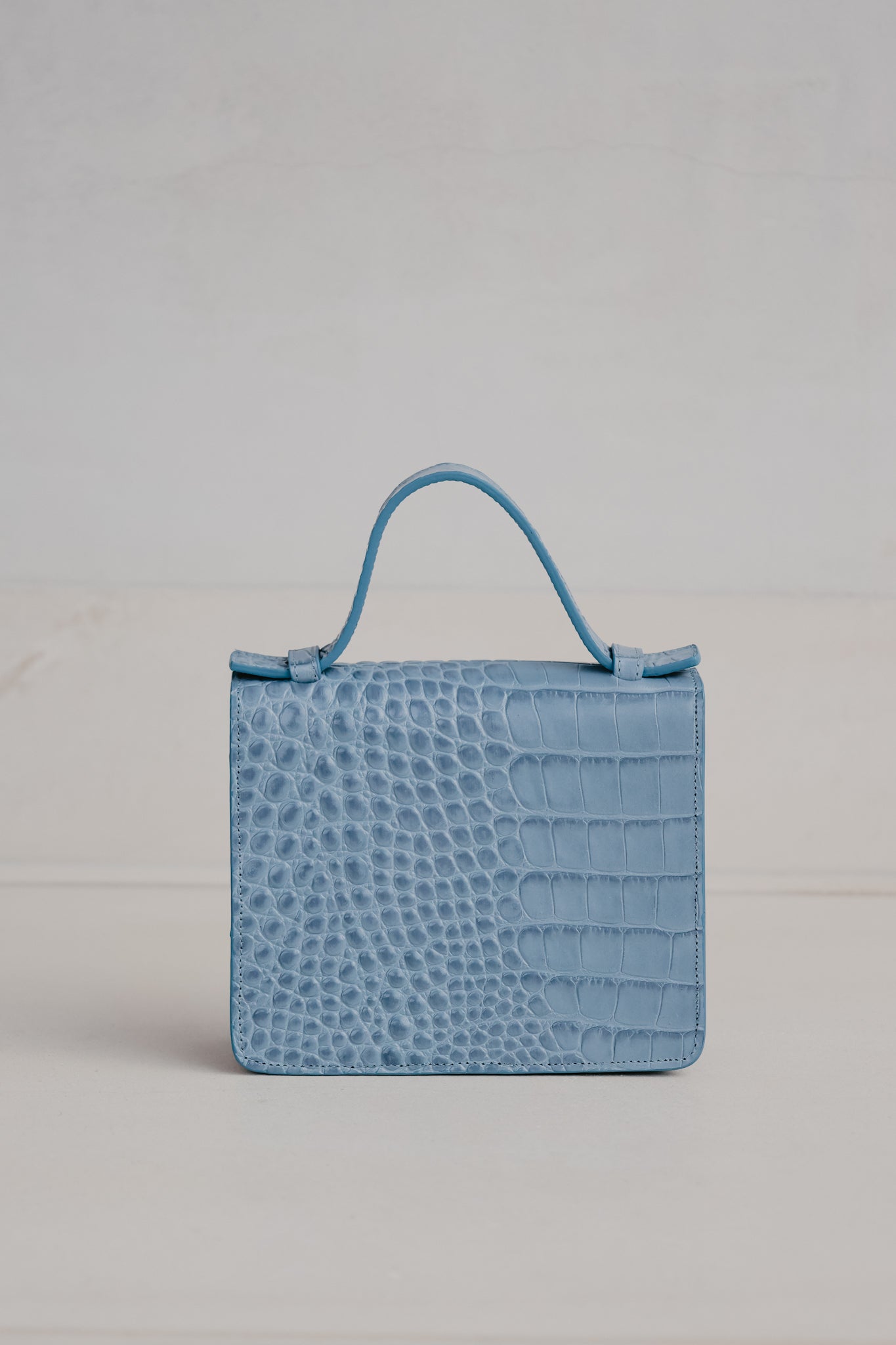 Micro Briefcase | Bleu Ciel Croco