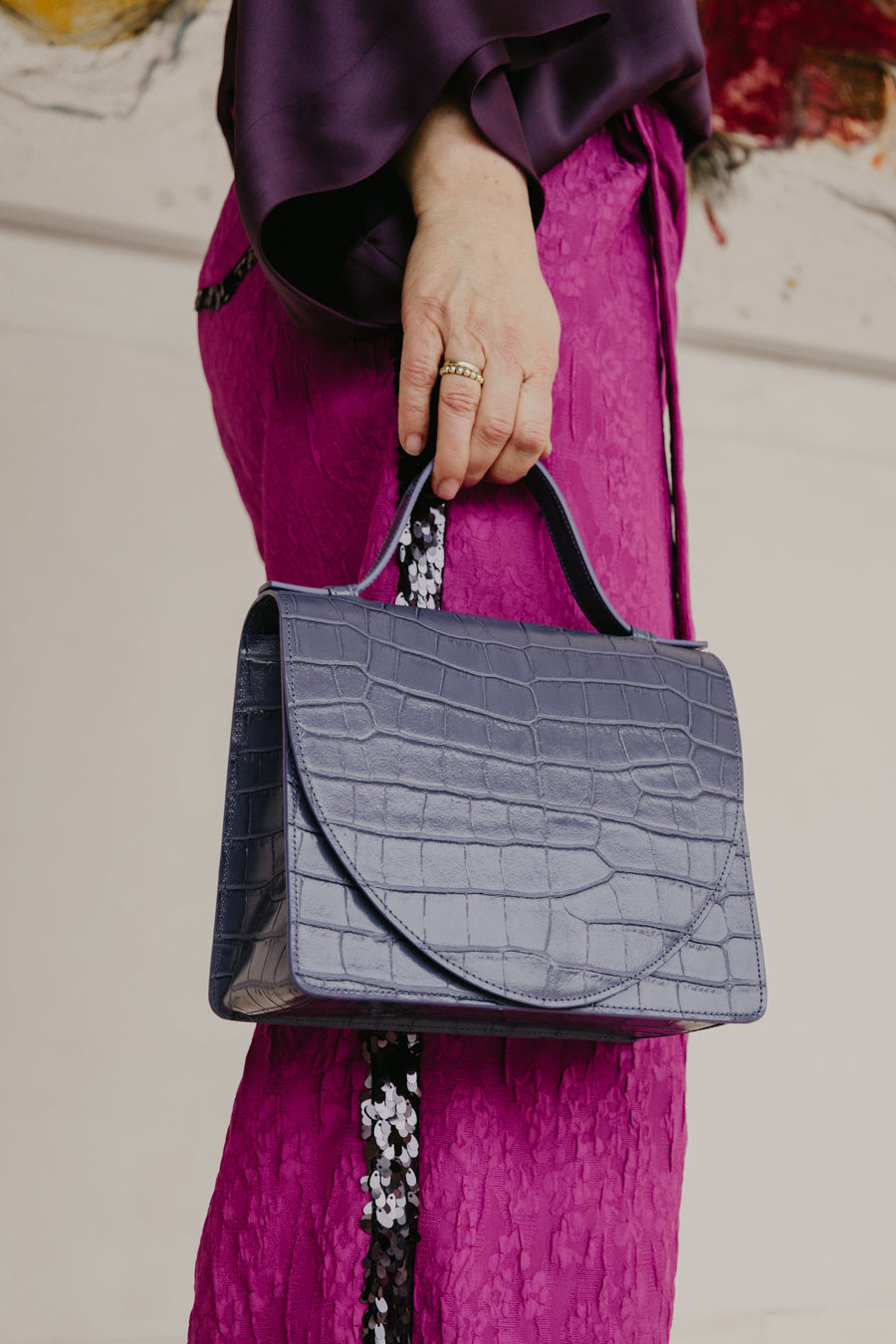 Mini Briefcase | Lavender Croco