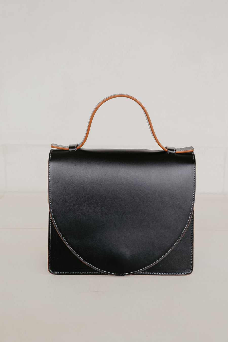 Mini Briefcase | Stitched Tricolor Black