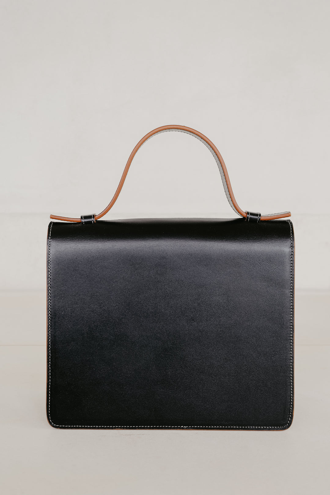 Mini Briefcase | Stitched Tricolor Black