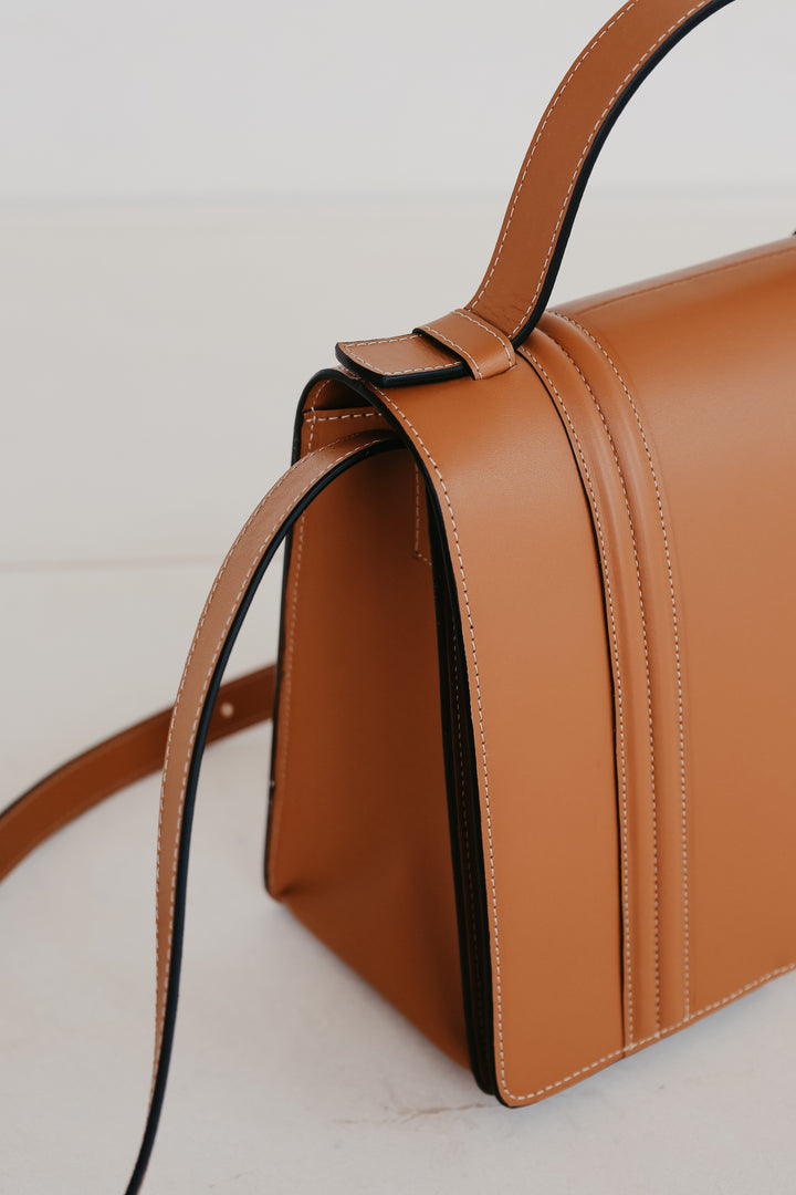 Mini Briefcase Doublé | Stitched Tricolor Cognac