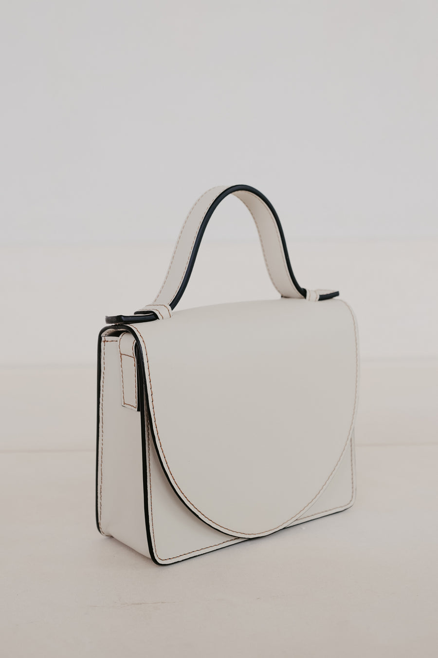 Micro Briefcase | Stitched Tricolor White