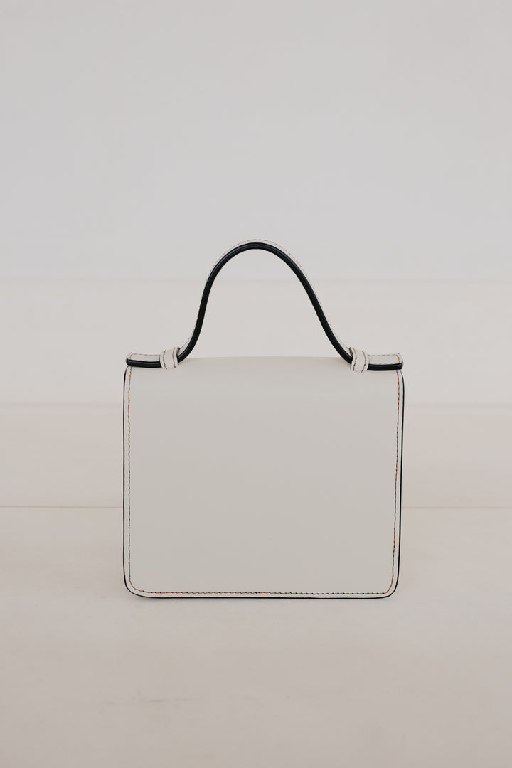 Micro Briefcase | Stitched Tricolor White