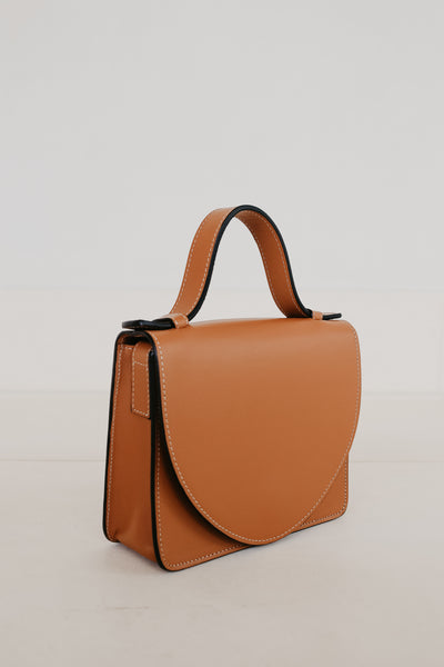 Micro Briefcase | Stitched Tricolor Cognac