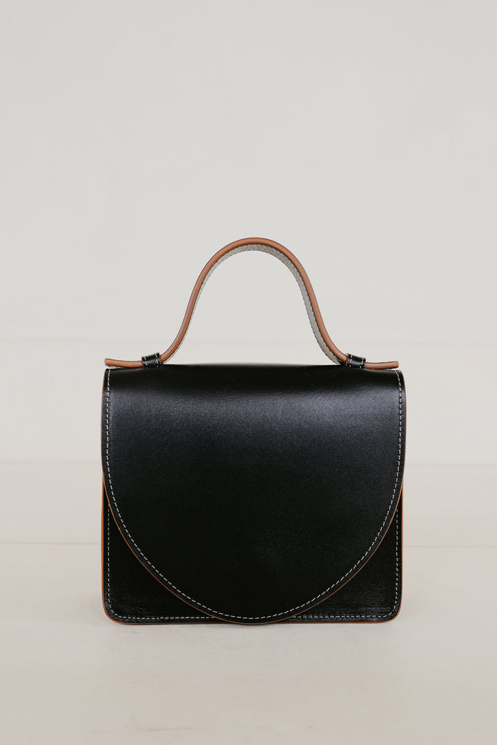 Micro Briefcase | Stitched Tricolor Black