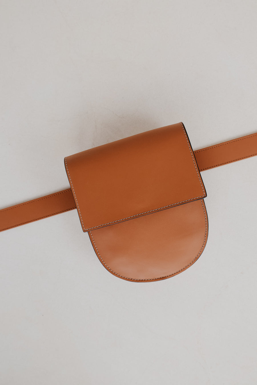 Belt Bag: Belt XL Light Cognac + Half Moon Stitched Tricolor Cognac