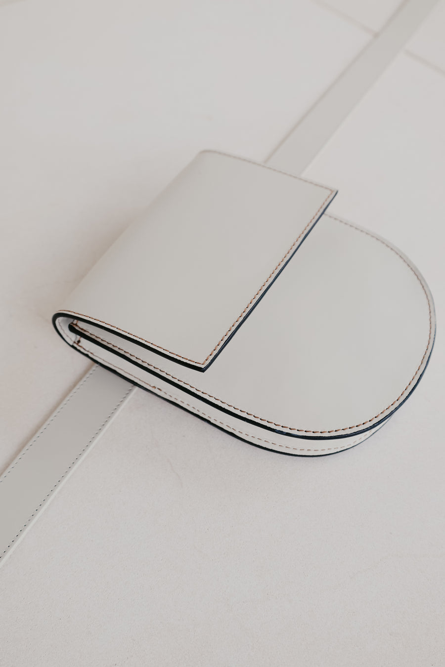 Belt Bag: Belt XL White + Half Moon White Stitched