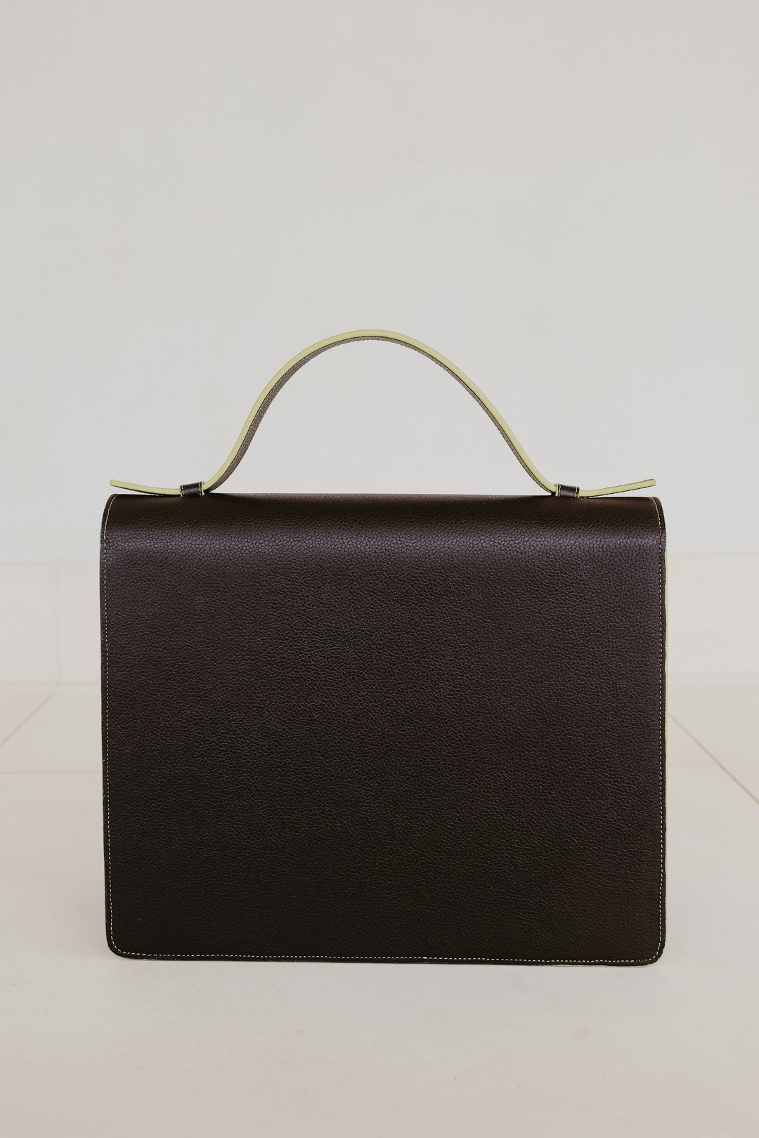 Midi Briefcase 2.0 | Stitched Ebony / Lime Structured