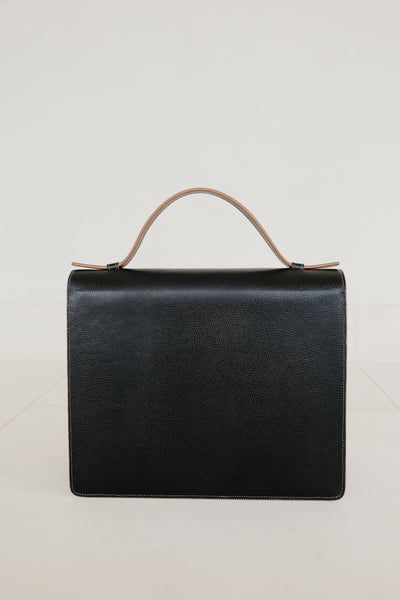 Midi Briefcase 2.0 | Stitched Tricolor Black Structured