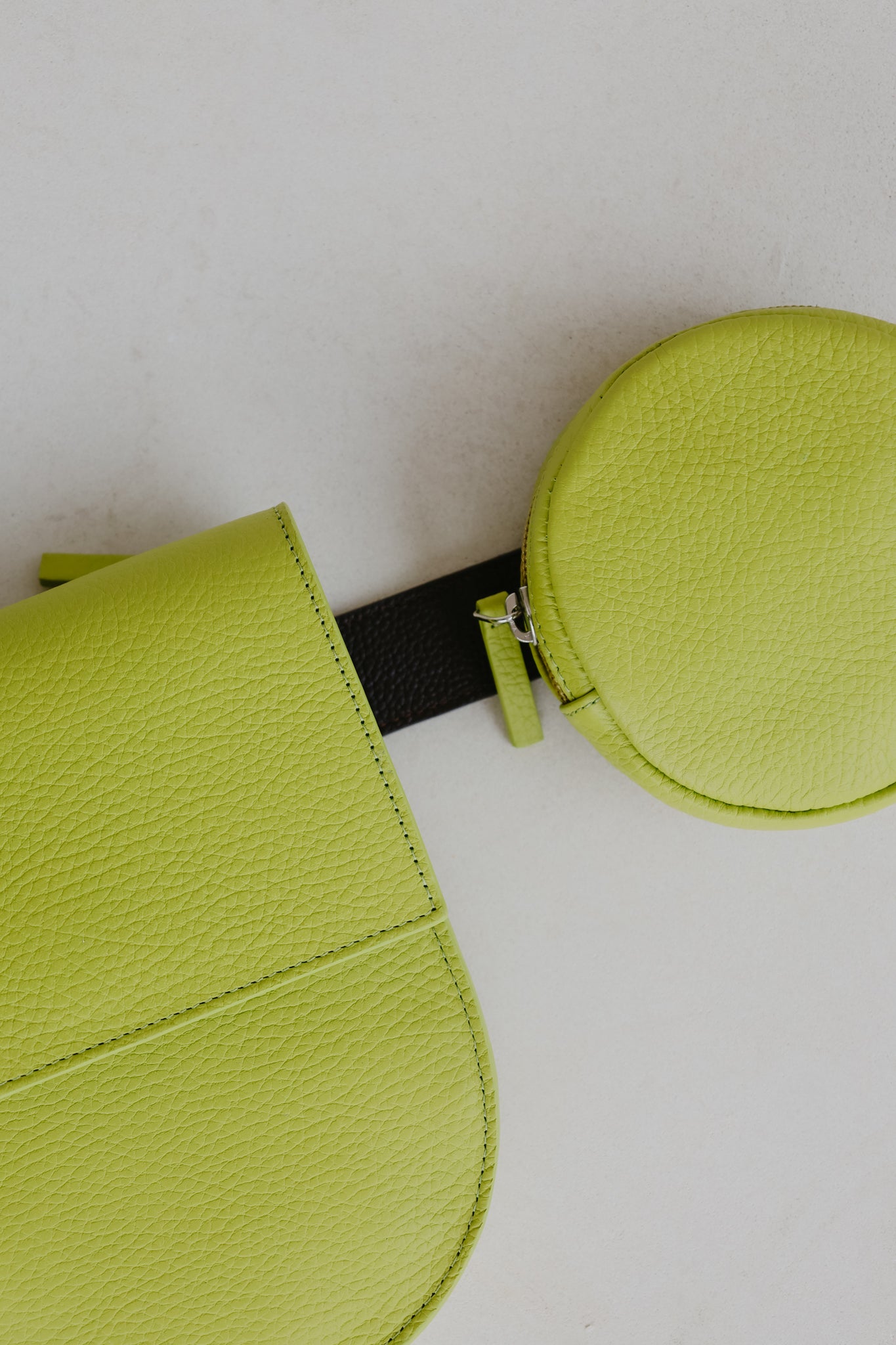 Belt Bag: Belt XL Ebony Structured + Half Moon Lime structured + Pastille Lime Structured