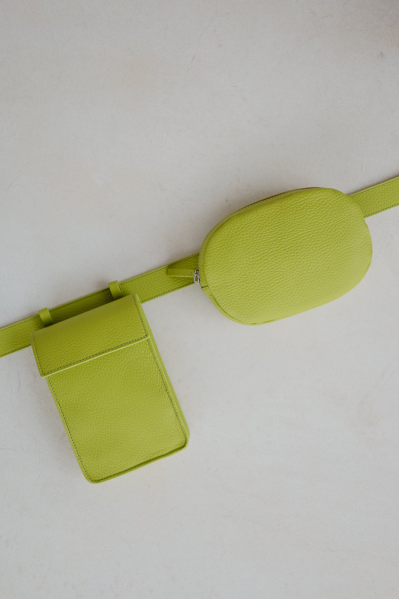 Belt Bag: Belt XL Lime Structured + Rectangle Lime Structured + Oval Belt Lime Structured