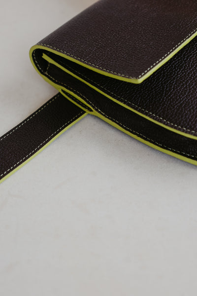 Belt Bag: Belt XL Ebony / Lime Stitched + Half Moon Ebony / Lime Stitched Structured