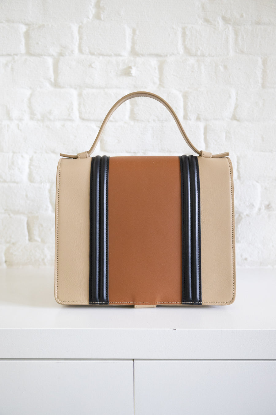 SS. Mini Briefcase Doublé Combi Beige Cognac Black I