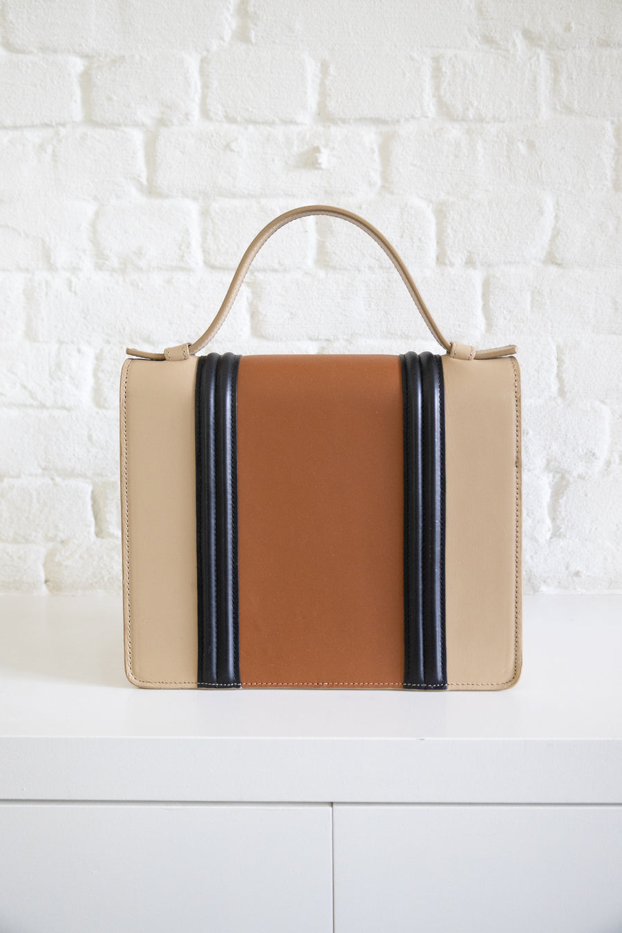 SS. Mini Briefcase Doublé Combi Beige Cognac Black I