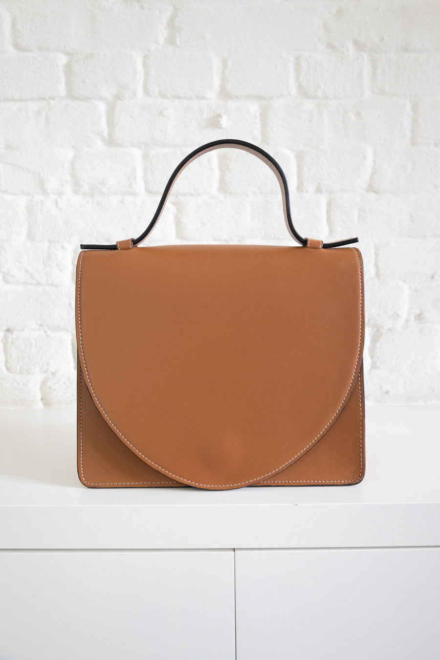 SS. Mini Briefcase Cognac Stitched