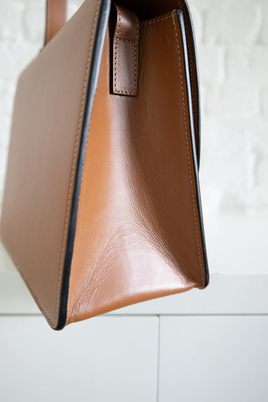 SS. Mini Briefcase Cognac Stitched