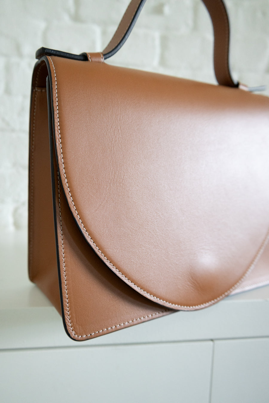 SS. Mini Briefcase Cognac Stitched