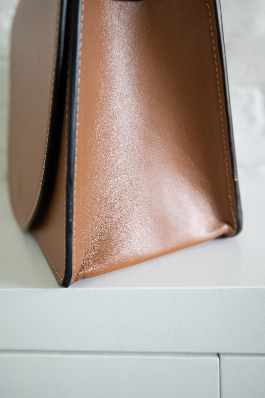 SS. Mini Briefcase Cognac Stitched