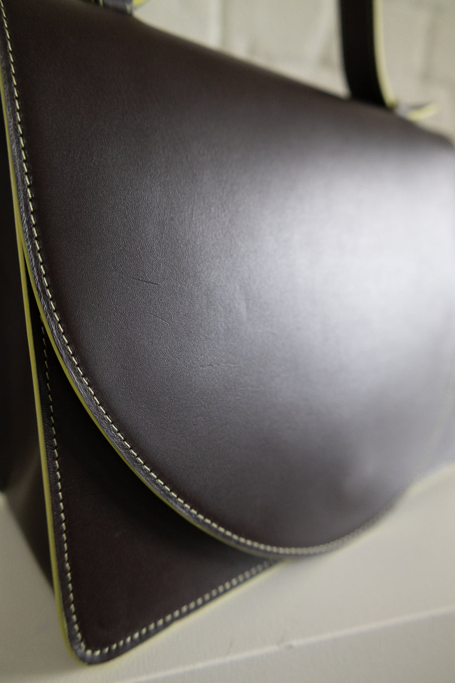 SS. Mini Briefcase Ebony Lime Stitched