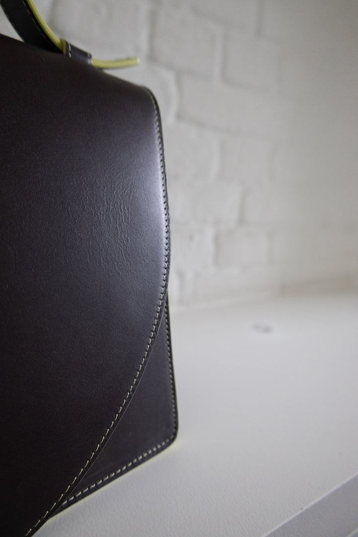 SS. Mini Briefcase Ebony Lime Stitched