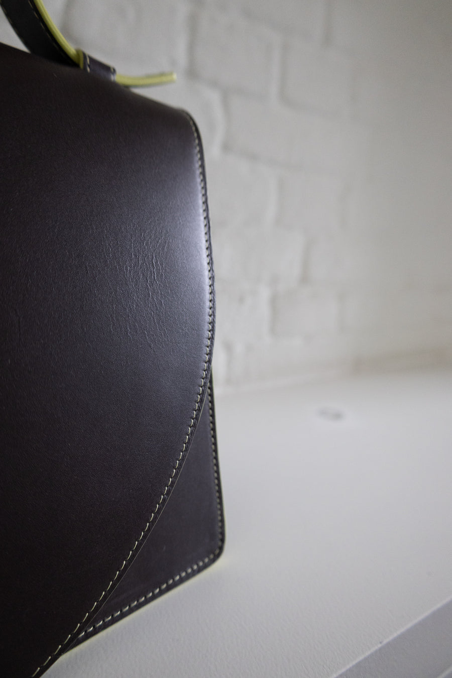 SS. Mini Briefcase Ebony Lime Stitched