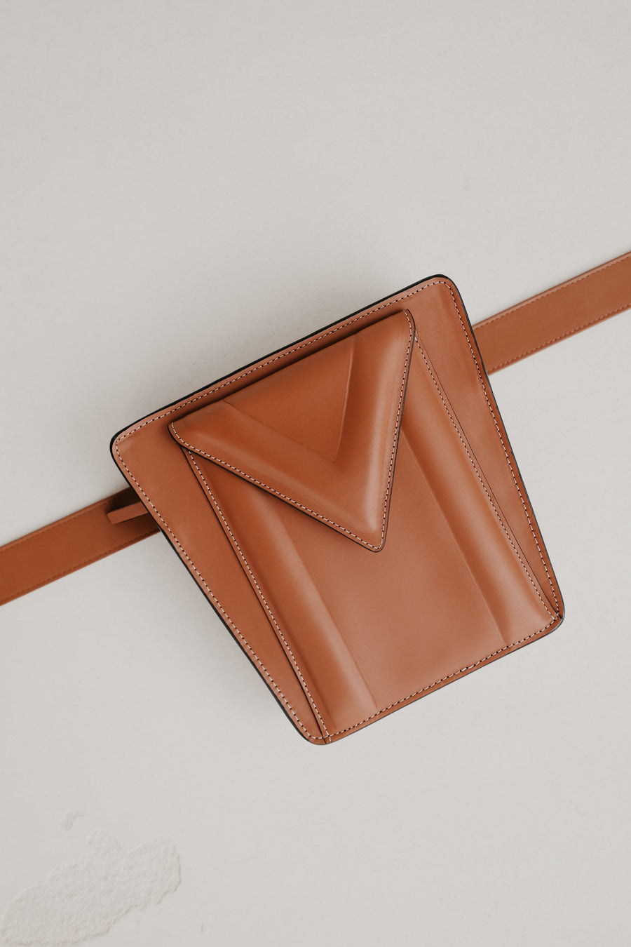 Belt Bag: Belt XL Light Cognac + Trapezium M Stitched Tricolor Cognac