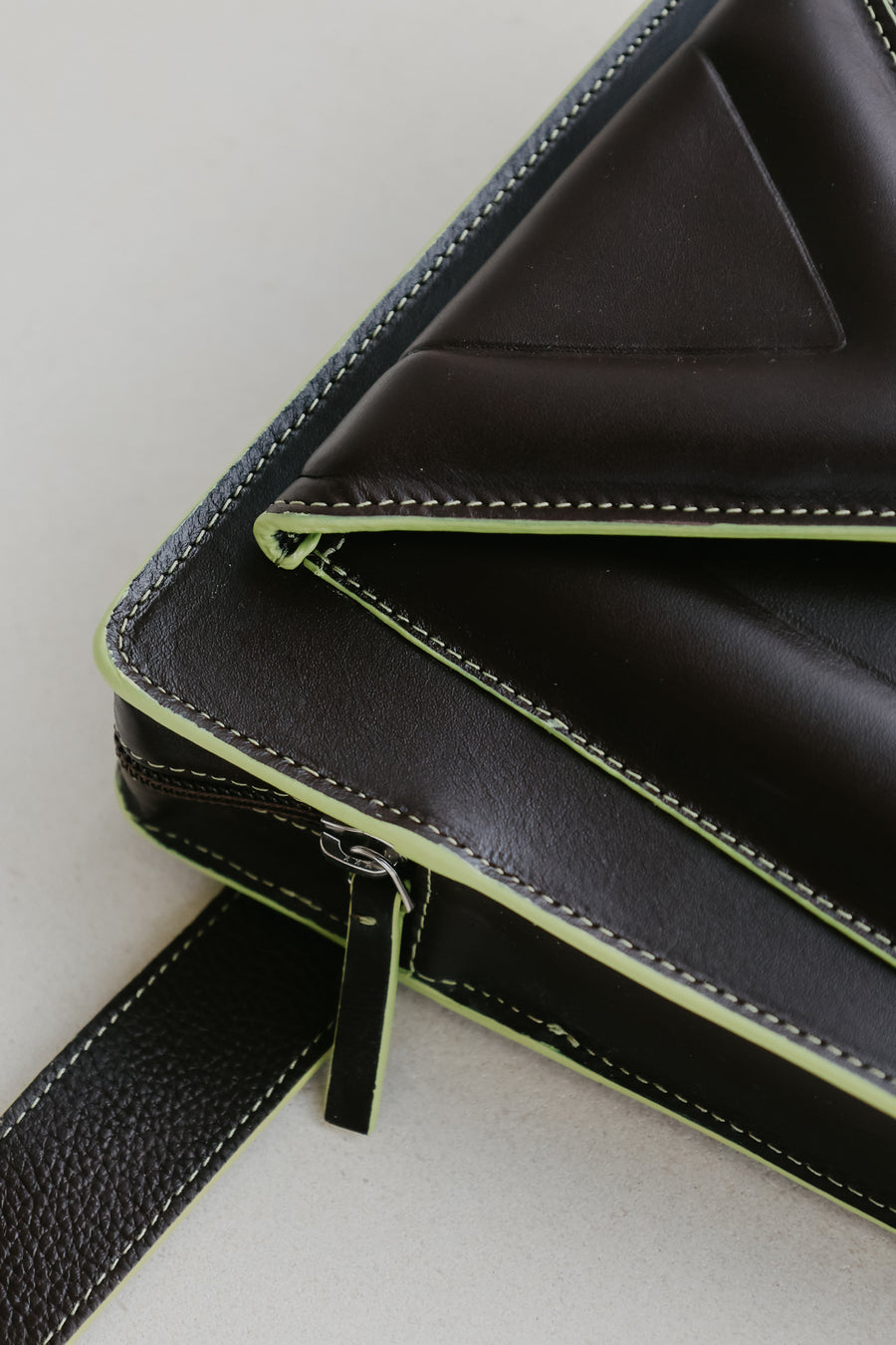 Belt Bag: Belt XL Stitched Ebony / Lime + Trapezium M Stitched Ebony / Lime