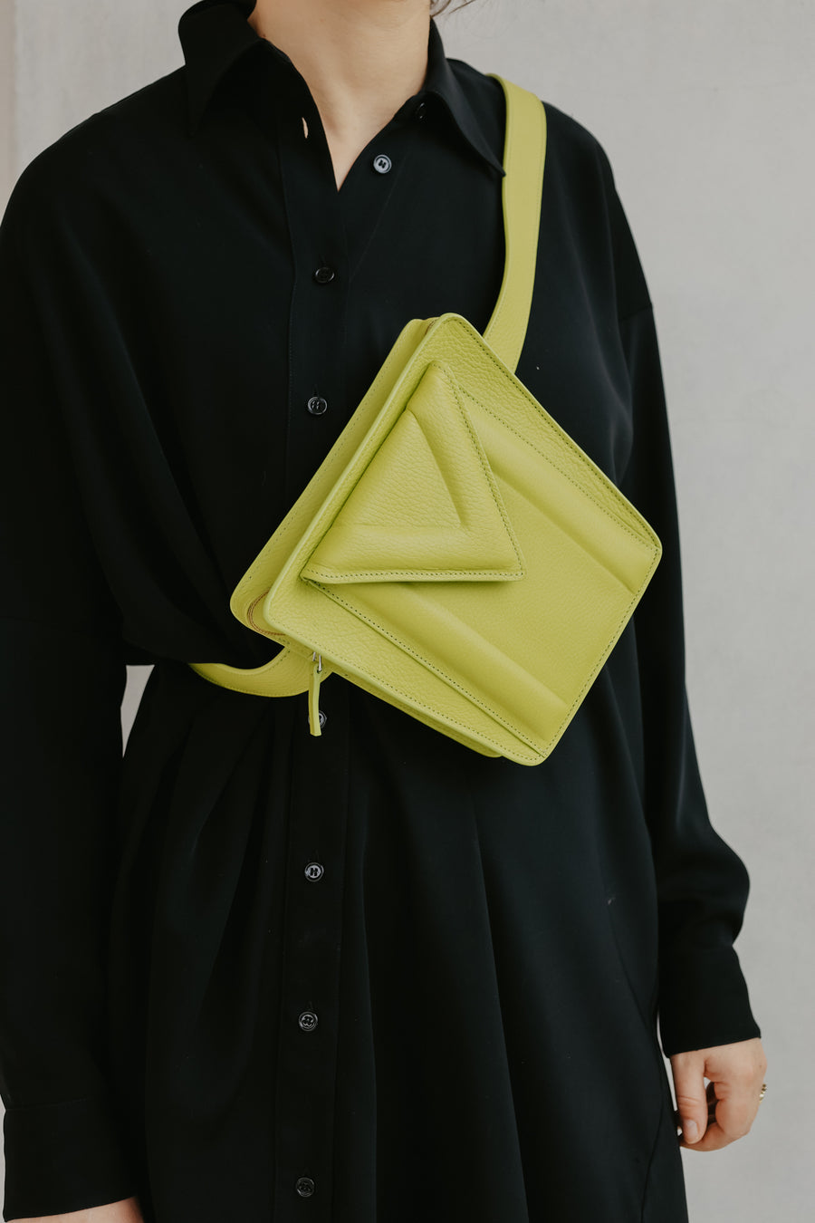 Belt Bag: Belt XL Lime Structured + Trapezium M Lime Structured