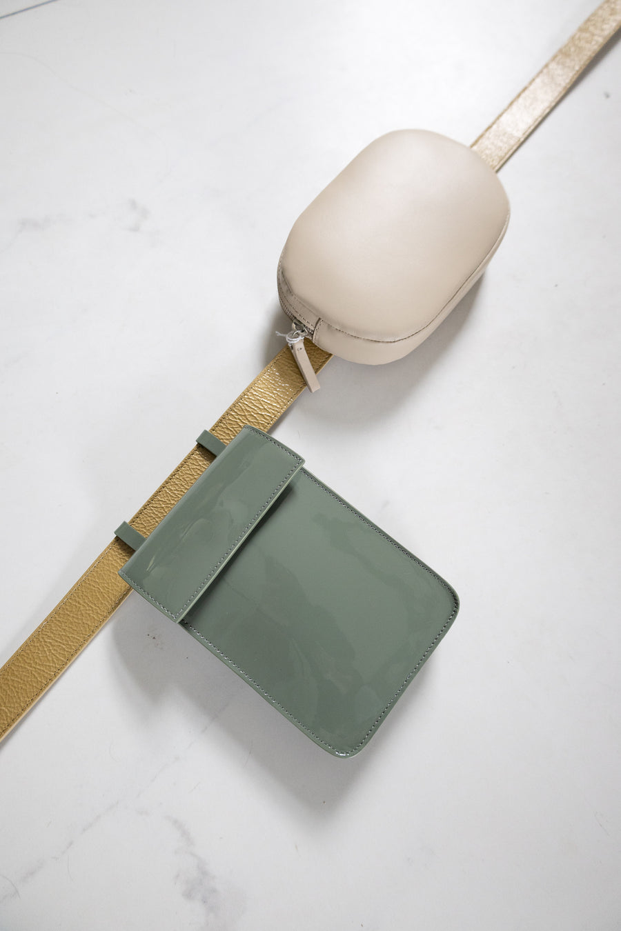 SS. Belt XL Opal + Oval Sand + Rectangle Olive Laque