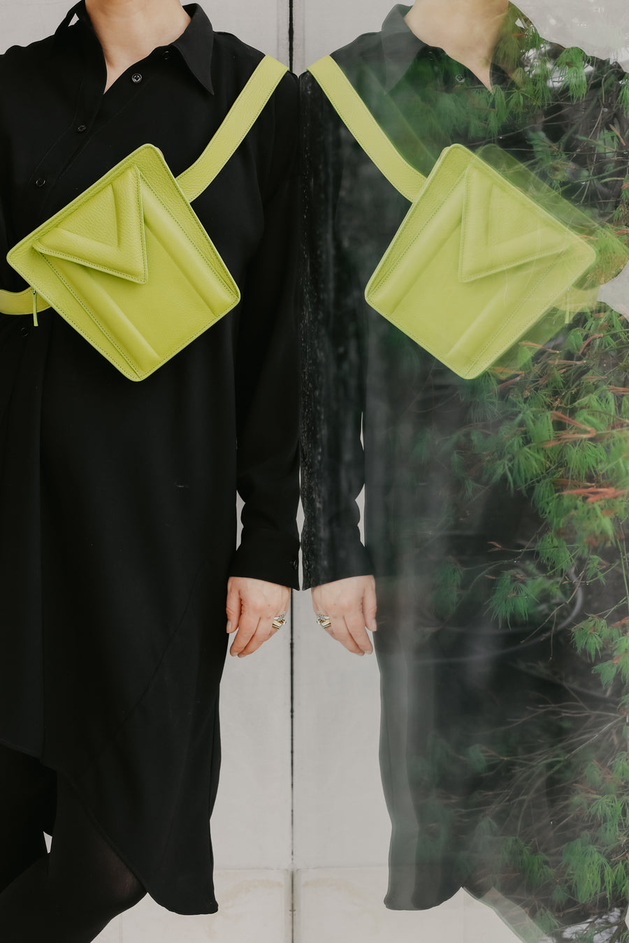 Belt Bag: Belt XL Lime Structured + Trapezium M Lime Structured