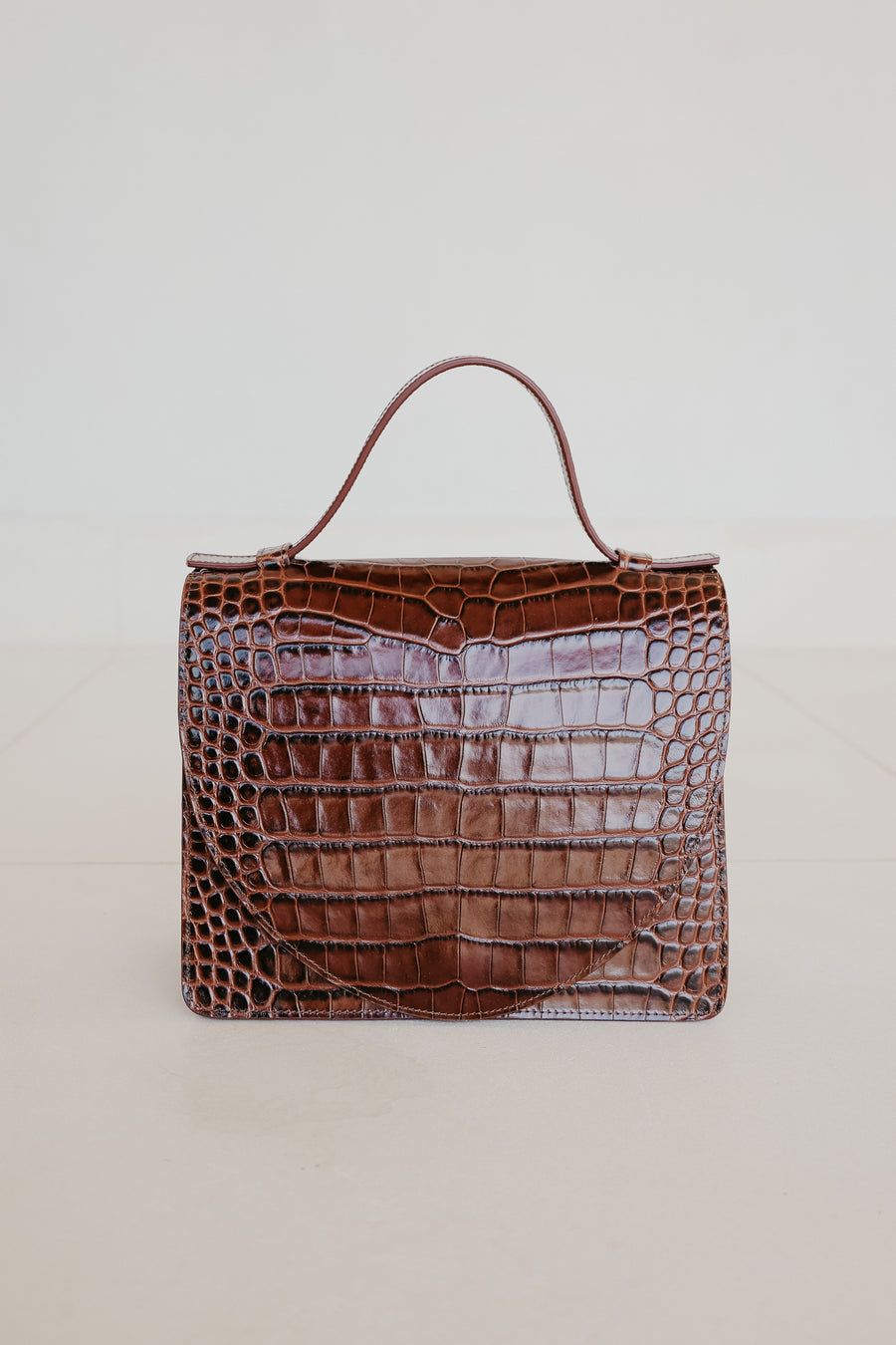 Mini Briefcase | Cacao Croco Glans