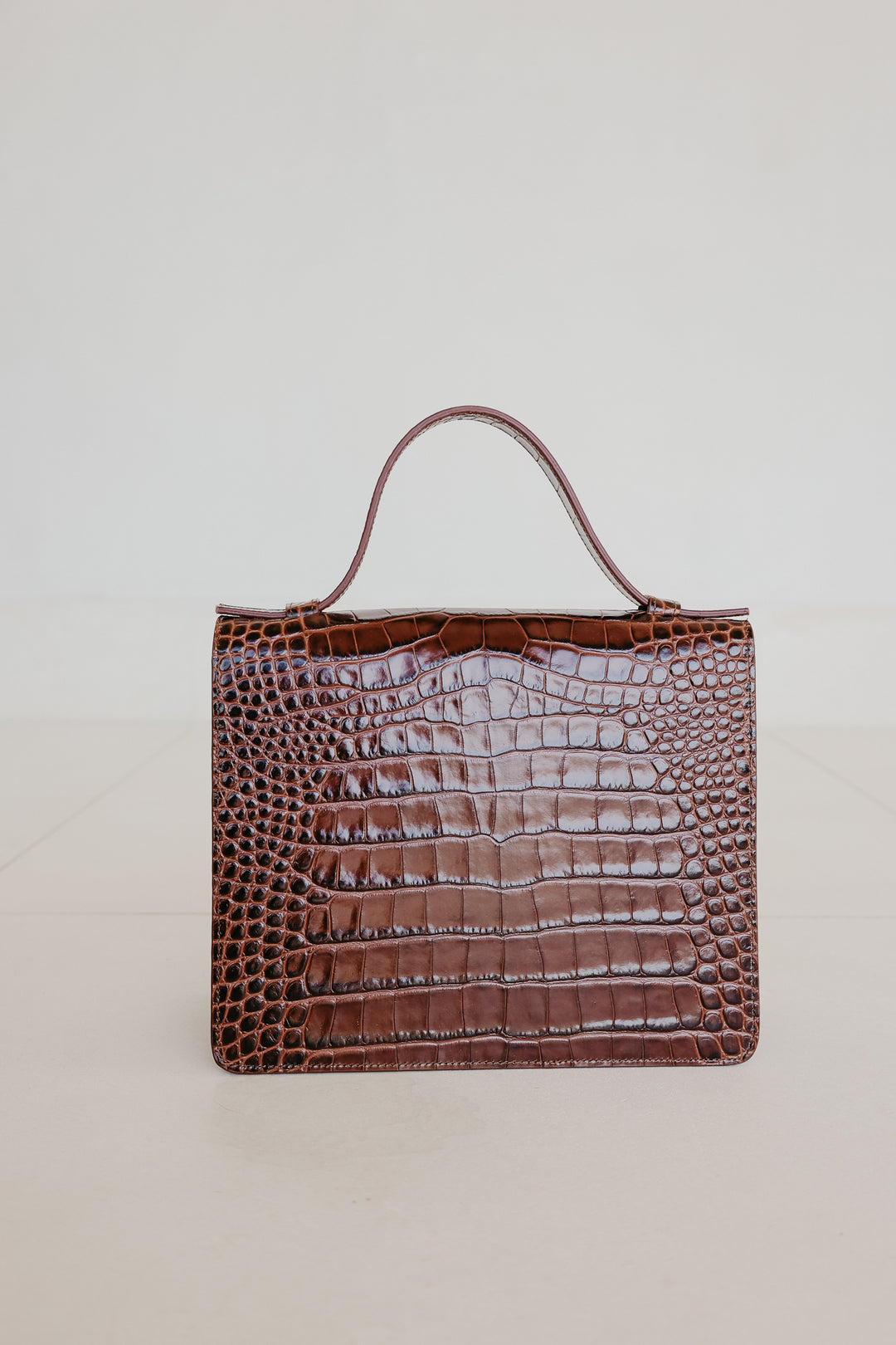 Mini Briefcase | Cacao Croco Glans