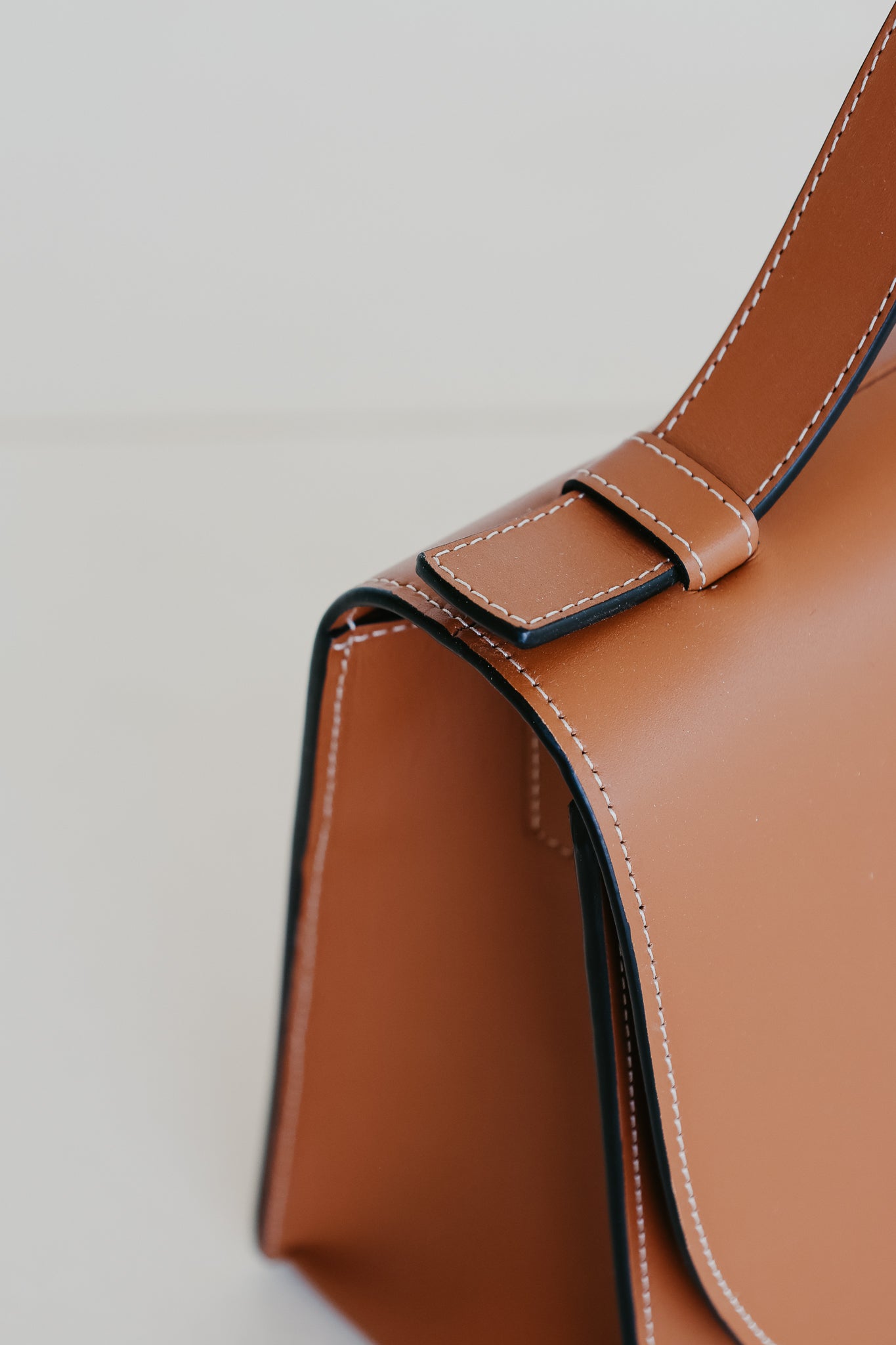 Mini Briefcase | Stitched Tricolor Cognac