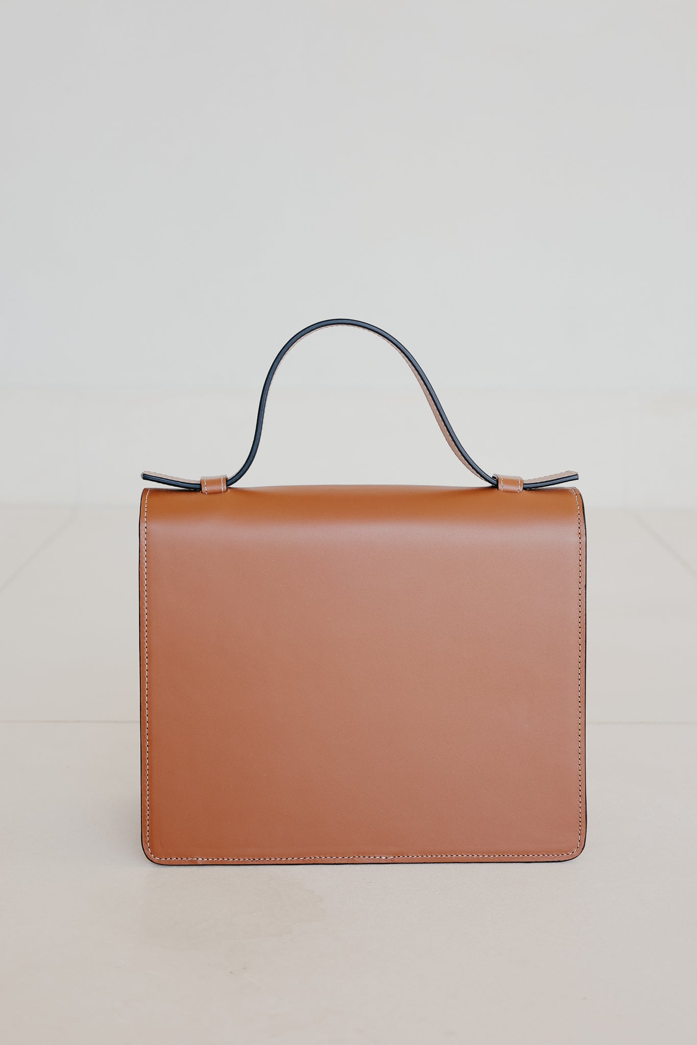 Mini Briefcase | Stitched Tricolor Cognac