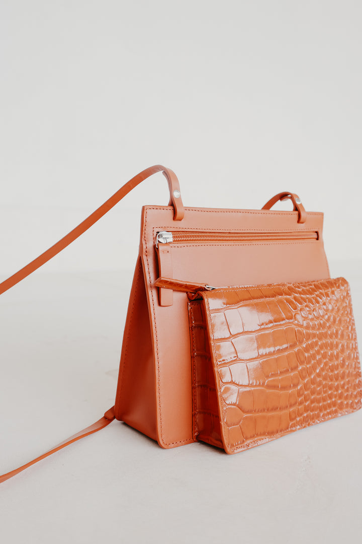 Double Pouch | Combi Orange Croco