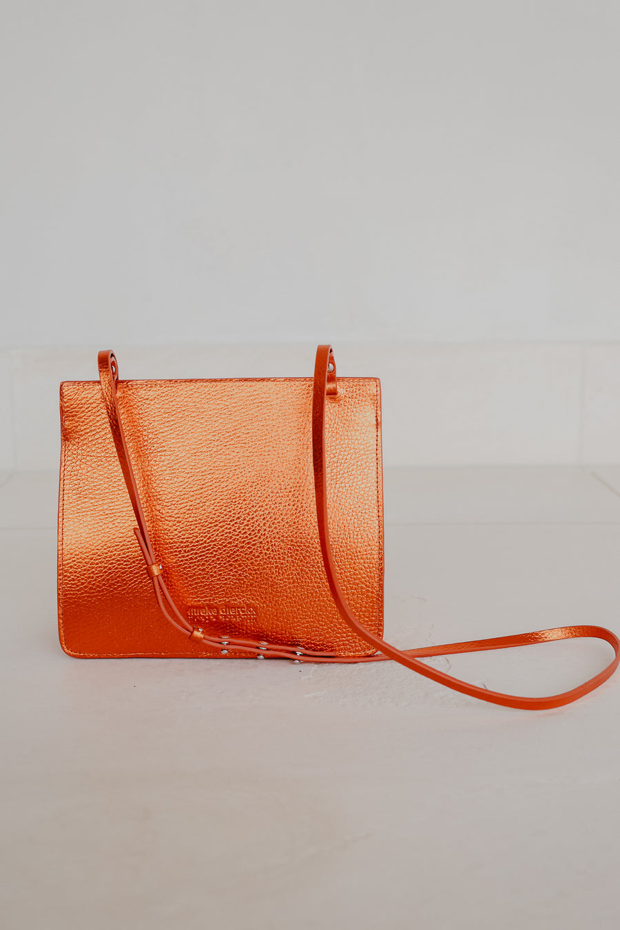 Double Pouch | Naranja Shimmer Structured
