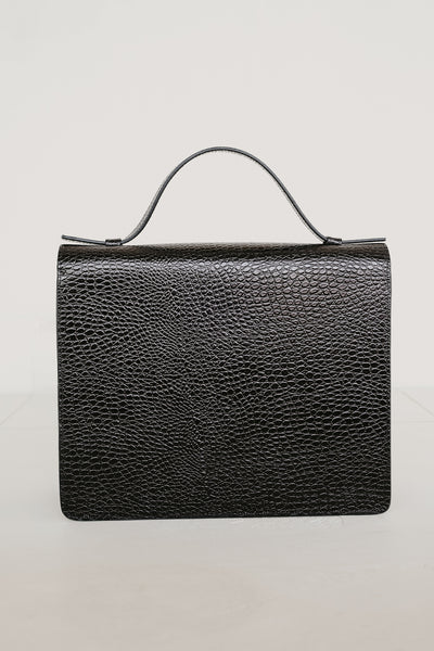 Midi Briefcase 2.0 | Black Little Croco