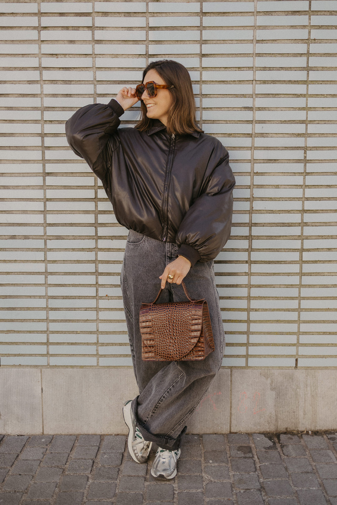 Mini Briefcase | Cacao Croco Glans