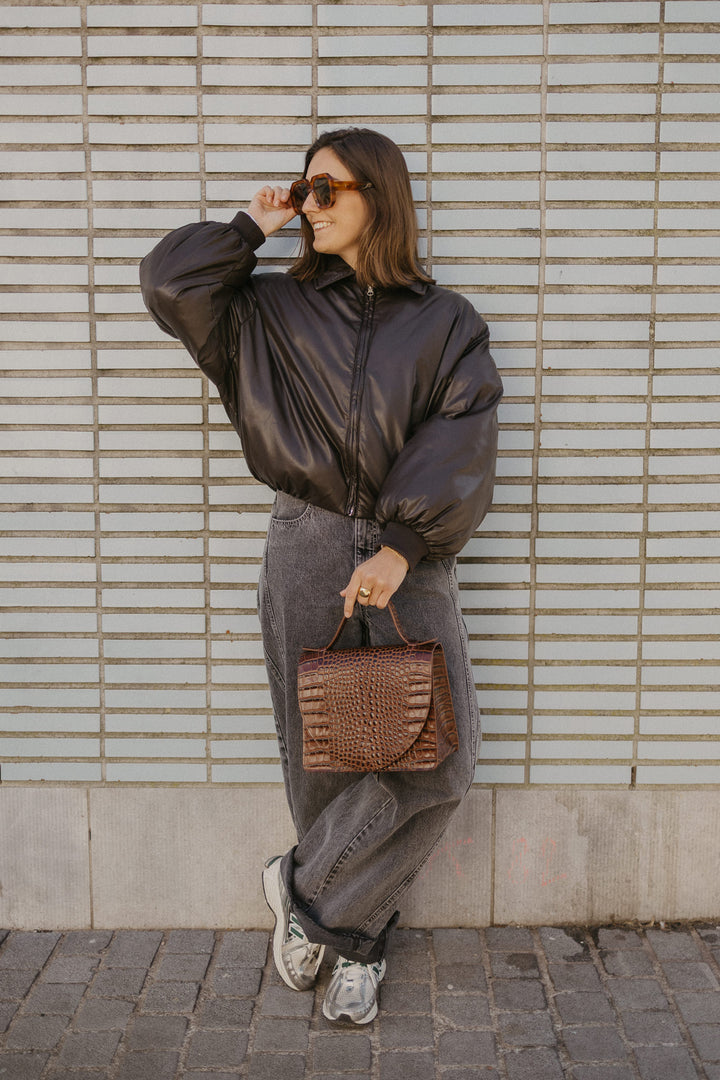 Mini Briefcase | Cacao Croco Glans