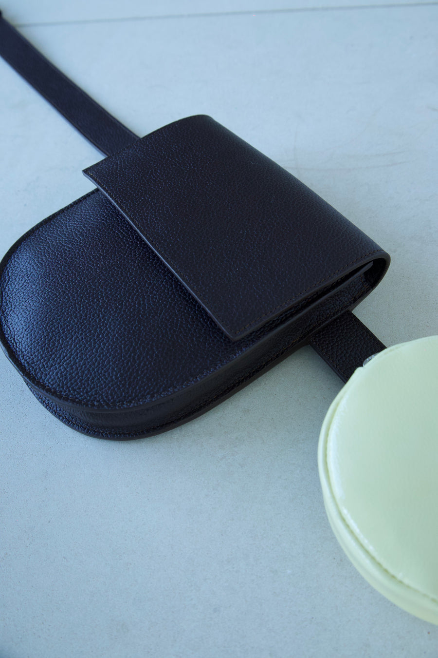 Belt Bag: The Belt XL Ebony Structured + Half Moon Ebony Structured + Pastille Belt Butter Stone